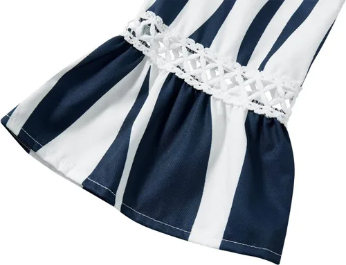 Vista 8 de Vestido de verano para mujer 2023, dulce y lindo cuello en V, manga acampanada, vestido corto suelto de manga 34 con vuelo floral