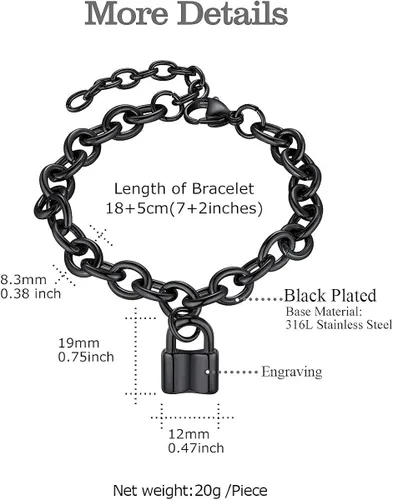 Vista 5 de FOCALOOK Pulseras de cadena de eslabones para mujer pulseras personalizables chapadas en oro de 18 quilates pulsera con dije de bloqueo de cadena