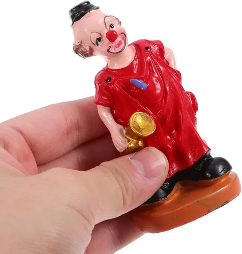 Vista 4 de Toyvian - Figura de payaso de circo, 3.93 pulgadas, mini adorno miniatura de payaso con base estable para terapia de bandeja de arena, temática