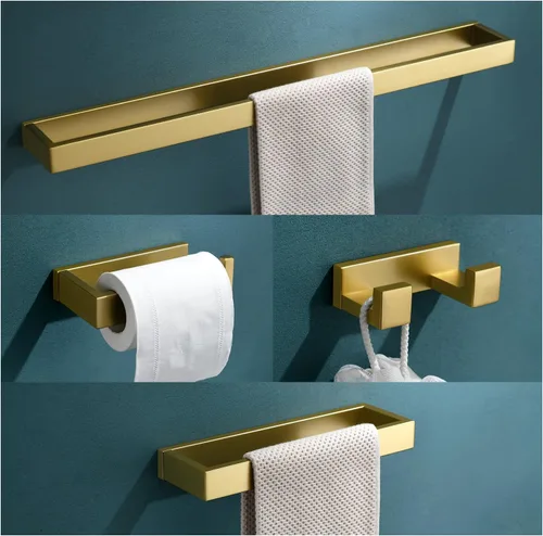 Vista 8 de Juego de 4 piezas de accesorios de hardware para baño, color negro, incluye toallero, soporte para toallas, gancho para bata, soporte para papel