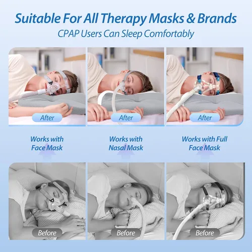Vista 16 de Almohada HOMCA para dormir de lado con CPAP, almohada cervical para el cuello para todos los usuarios de máscaras CPAP para reducir las fugas de Gris
