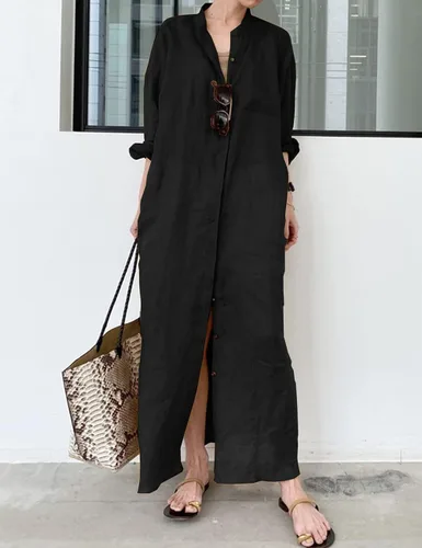 Vista 7 de Bsubseach Women Long Button Down Maxi Shirt Dresses Swimsuit Cover Up Bikini Coverup