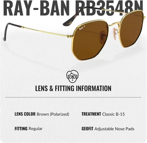 Vista 43 de Ray-Ban RB3548N Lentes planas hexagonales, gafas de sol cuadradas y redondas con kit oficial de gafas