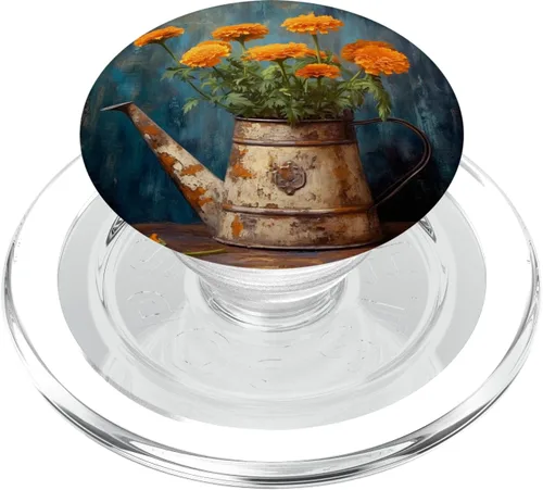 Vista 7 de Marigold Flower Floral Watering Can PopSockets Adhesive PopGrip