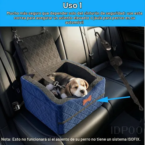 Vista 2 de Correas de arnés para fijar el asiento del perro de mascotas, equipaje de coche con bloqueo de gancho, conector de anclaje de interfaz Isofix