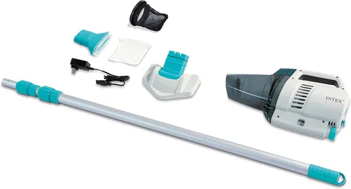 Intex ZR200 - Aspirador inalámbrico recargable para piscina y spa con mango telescópico y 2 cabezales de cepillo intercambiables