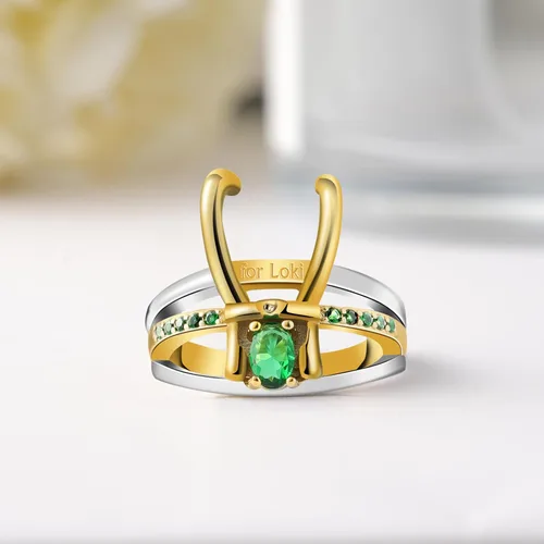 Vista 4 de Anillo de Loki de casco de superhéroe, para joyería unisex, regalos de Marvel, Halloween, cosplay, regalos de joyería, Metal, Acero inoxidable