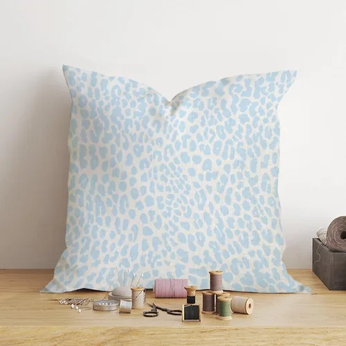 Vista 4 de Funda de almohada con estampado de leopardo azul claro, funda de almohada asiática con estampado de guepardo, 28 x 28 pulgadas, color azul claro
