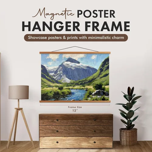 Vista 2 de Travelization Colgador Magnético para Pósteres de 12" Marco para Póster con Imanes Fuertes, Kit Completo para Colgar Pósteres, Arte, Mapas y Más