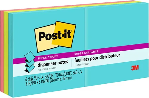 Vista 7 de Post-it Notas emergentes superadhesivas, 3 x 3 pulgadas, 6 blocs, 2 veces el poder de adherencia, neones supernova, colores brillantes, reciclables