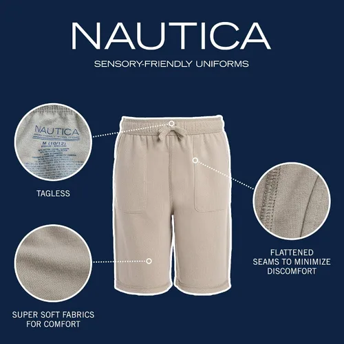 Vista 3 de Nautica Uniforme escolar para niños pequeños, pantalón corto de rizo francés
