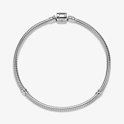 Vista 4 de Pandora Moments Barrel Clasp Snake Chain Bracelet - Silver Bracelet for Women - Gift for Her - Sterling Silver, With Gift Box