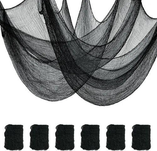 Vista 9 de Xgunion Tela espeluznante de Halloween, 6 piezas de 30 x 72 pulgadas, tela de gasa espeluznante y espeluznante para Halloween, decoración de 2