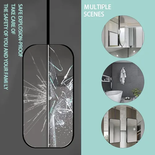 Vista 8 de Espejo decorativo flotante para baño, espejo colgante de techo, espejos de maquillaje para el hogar o el hotel, vestidores, con marco de metal