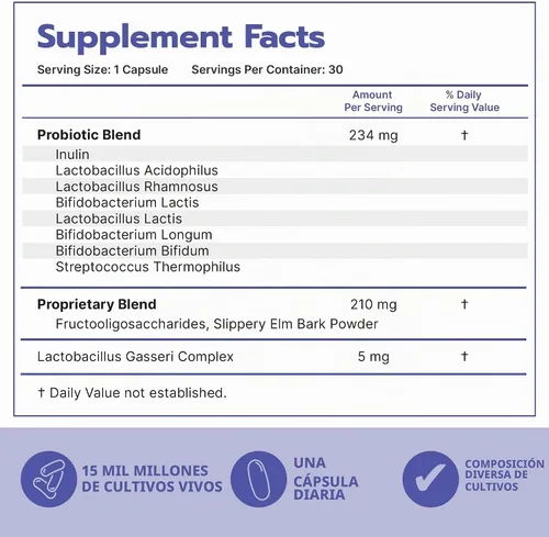 Vista 2 de Bari Life Suplemento probiótico, probióticos bariátricos posoperatorios para la salud digestiva, 30 cápsulas fáciles de tragar, 15 mil millones
