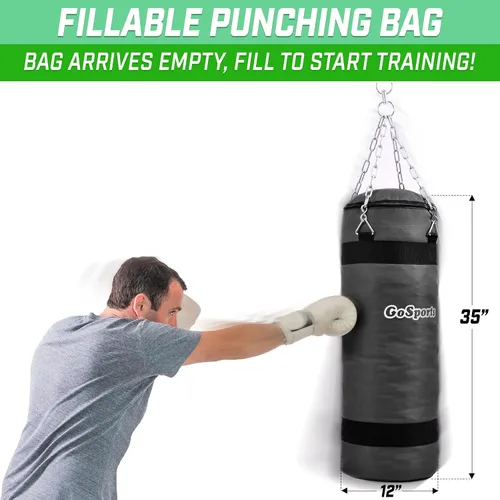 Vista 3 de Bolsa de golpeo rellenable GoSports para entrenamiento - Ideal para boxeo, MMA, Muay Thai y más, llénala con ropa y trapos