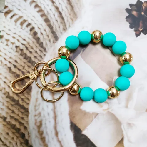 Vista 7 de Llavero de silicona con cuentas para mujer, pulsera elástica para llavero