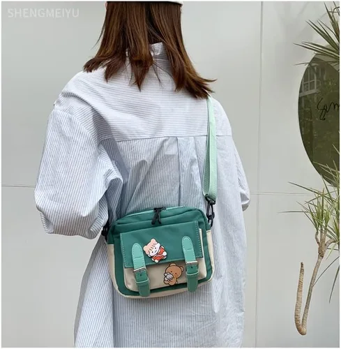 Vista 7 de Bonita bolsa de mensajero para la escuela, kawaii, bolso cruzado para mujer, Azul, Bandolera