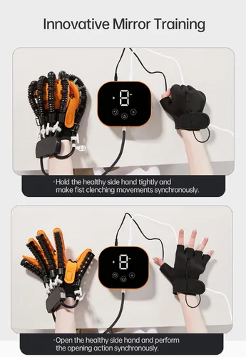 Vista 7 de Guantes de robot de rehabilitación para pacientes con hemiplejia cerebral, equipo de entrenamiento de recuperación de dedos y manos, guante robótico