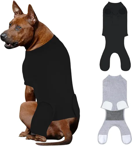 Vista 24 de Paquete de 2 unidades de algodón transpirable para perros de recuperación para después de esterilizar heridas abdominales, protectores profesionales