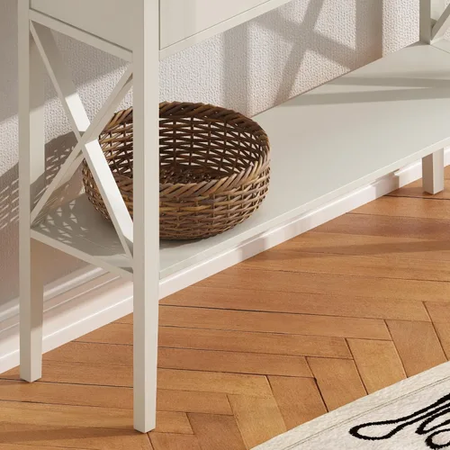 Vista 4 de ChooChoo - Mesa de entrada de granja de 39 pulgadas con cajones y estante de almacenamiento 11.8"D x 39.4"W x 31.5"H, Console Table, Sofa Table