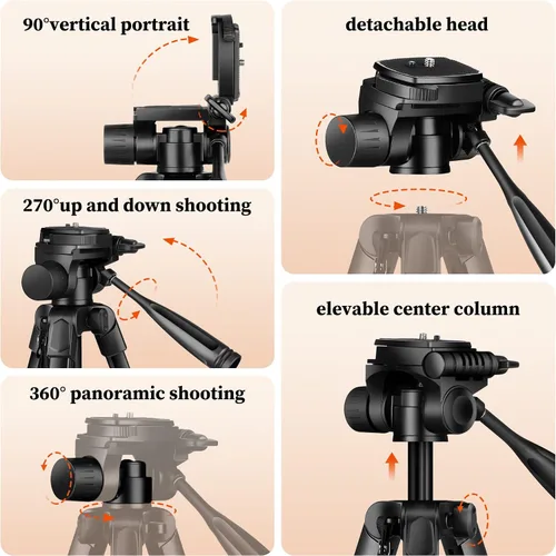 Vista 7 de JOILCAN Trípode de cámara, trípode para tablet de 68" para teléfonos y cámaras, trípodes de viaje compatibles con iPad iPhone DSLR SLR Proyector