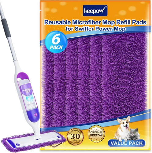 Vista 14 de KEEPOW - Almohadillas de repuesto reutilizables para mopa eléctrica compatibles con Swiffer PowerMop Power Mop Mopping Pad Refills for Wood Floor