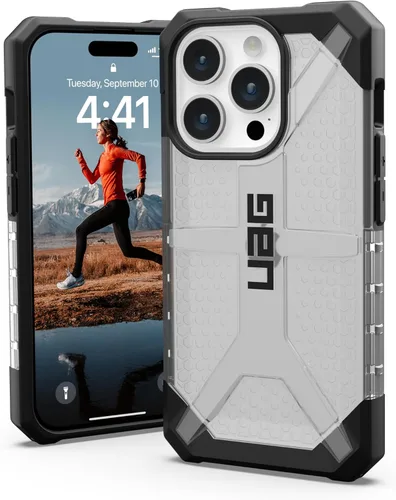 Vista 10 de URBAN ARMOR GEAR UAG - Funda compatible con iPhone 15 Pro de 6.1 pulgadas, color ceniza de plasma, resistente, transparente, transparente, de grado