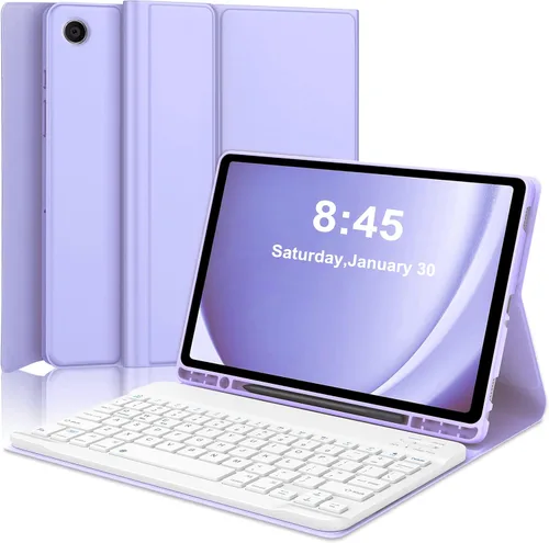 Vista 9 de Funda para teclado para Samsung Galaxy Tab A9 Plus 5G 11 pulgadas 2023 (SM-X210/X216/X218) - Teclado Bluetooth inalámbrico desmontable - Funda