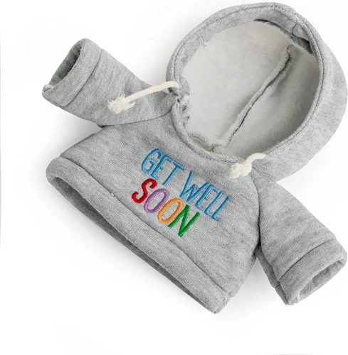 Vista 7 de Ganz Oso de peluche Get Well Soon de 9 pulgadas con capucha gris, regalo para niños y mujeres (animal de peluche de nariz bronceada)