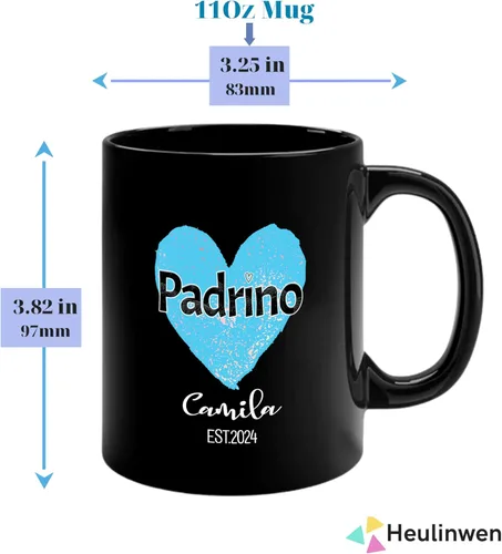 Vista 4 de Padrinos De Bautizo Propuesta Set 2 Tazas Café 11Oz, Quieres Ser Mis Padrinos De Bautizo, Quieres Ser Mi Madrina est 2024, Dios Padrinos Presenta