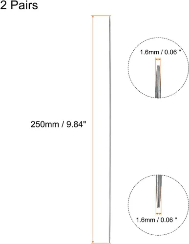 Vista 2 de uxcell Juego de 2 pares de agujas de tejer, 0.063 pulgadas de diámetro, 9.84 pulgadas de largo, acero inoxidable, agujas de suéter de doble punta