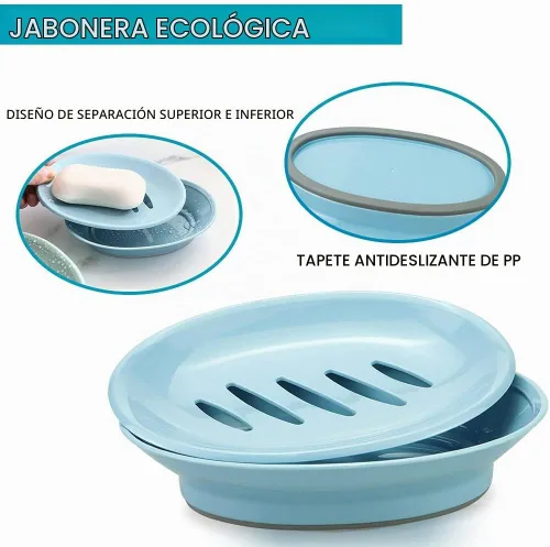 Vista 4 de Paquete de 2 jaboneras autodrenantes de doble capa para baño