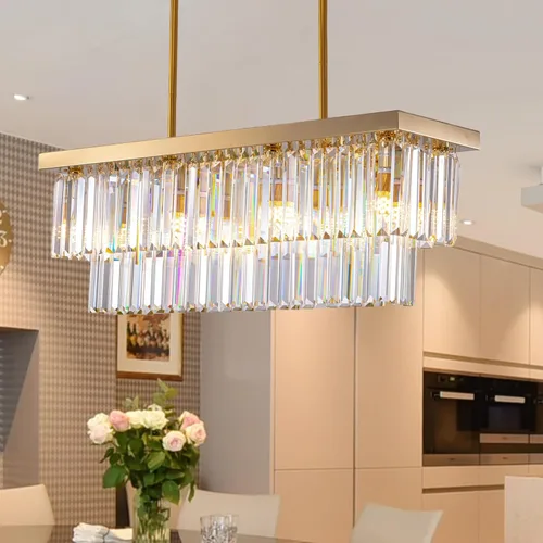 Vista 10 de Candelabro rectangular de cristal dorado para comedor de 47 Dorado brillante
