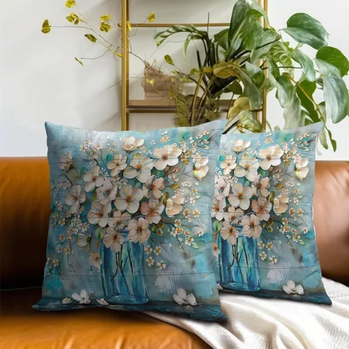 Vista 239 de Giwawa Juego de 2 fundas de almohada decorativas con diseño floral de girasol de 16 x 16 pulgadas, fundas de cojín decorativas para el hogar, sofá