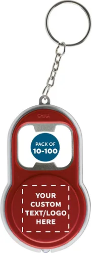 Vista 17 de DISCOUNT PROMOS Abrebotellas personalizado y llaveros LED, juego de 10/50/100, paquete personalizado a granel, perfecto para ferias, recuerdos