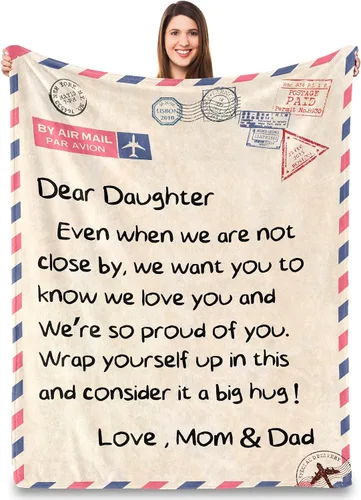 Vista 24 de UFOORO Manta para hija, manta de forro polar suave con diseño de oso abrazo de oso, regalo sincero de padre a hija, el mejor regalo para hijas