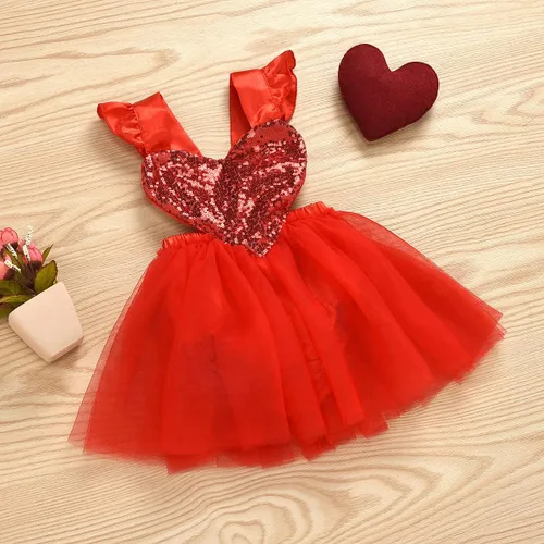 Vista 2 de Newborn Baby Girl 1st Valentines Day Outfit Love Heart Romper Dress with Headband Birthday Photo Shoot