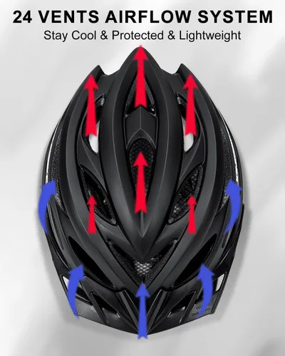 Vista 3 de KINGBIKE - Casco de bicicleta para adultos, hombres, mujeres y jóvenes, para ciclismo en carretera y montaña, con luz recargable por USB