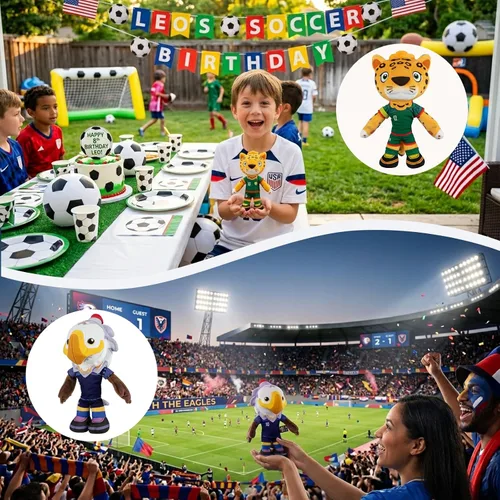 Vista 5 de EOHX 2026 World Cup Mascot Plush Toys, 12 Inch Soft Stuffed Animal Set, Merchandise for Kids, Football Fans Gift, Party Favors, Room Decor