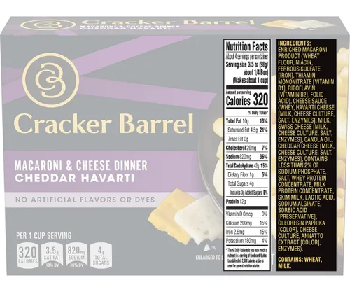 Vista 6 de Macarrones y queso de Cracker Barrel en 3 paquetes variados – Cheddar agudo, Cheddar Havarti y Sharp White Cheddar Flavor, una cena instantánea