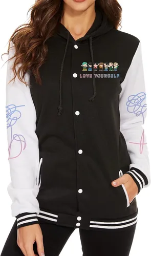 Vista 2 de Kpop Varsity Baseball Jacket Love Yourself V Jimin SUGA Jungkook Hoodie Sweater