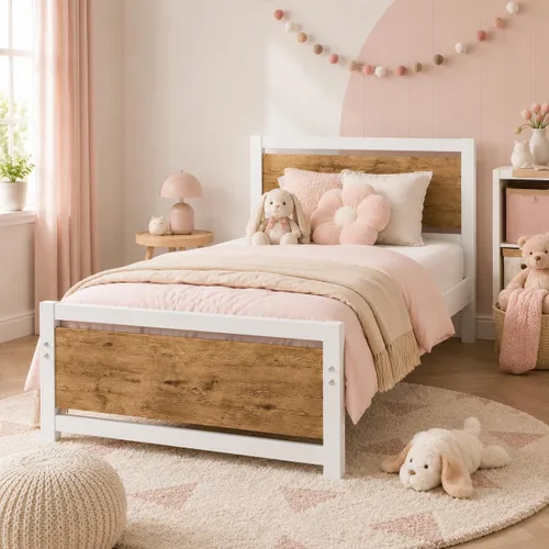 Vista 11 de Catrimown - Bases de cama individuales con cabecero, base de cama metálica de tamaño individual con fuerte soporte de listones de acero, cama