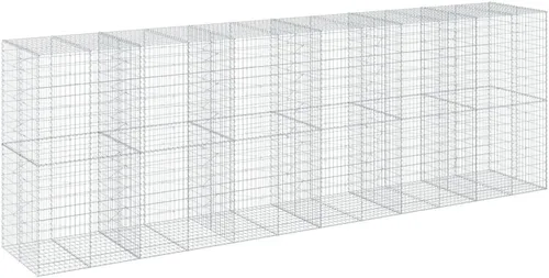 Vista 112 de vidaXL Cesta de gavión con tapa, 39.4 x 19.7 x 39.4 pulgadas, hierro galvanizado rectangular, resistente a la intemperie, montaje sin herramientas