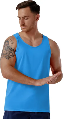 Vista 3 de CQC Camisetas sin mangas para hombre gimnasio entrenamiento correr secado rápido camiseta sin mangas para playa natación muscular atlética