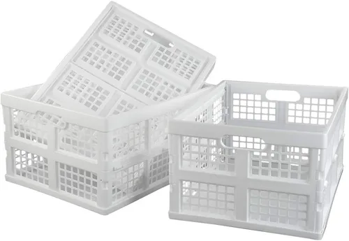 Vista 10 de Asking Cajas plegables para uso general, paquete de 4 cajas apilables de 42 L