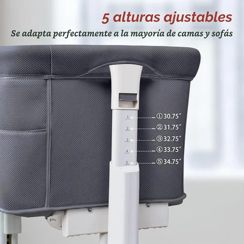 Vista 4 de Moisés mecedor para bebé, moisés eléctrico automático junto a la cama, durmiente junto a la cama para bebé de 5 alturas ajustables para infantes