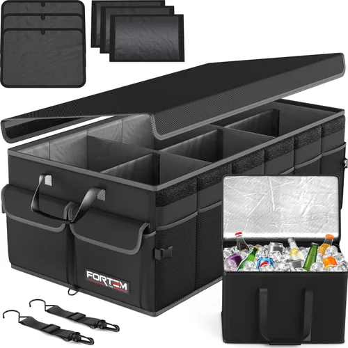 Vista 25 de FORTEM Organizador de maletero para SUV, organizador de maletero de automóvil, almacenamiento plegable, accesorios de coche para mujeres y hombres
