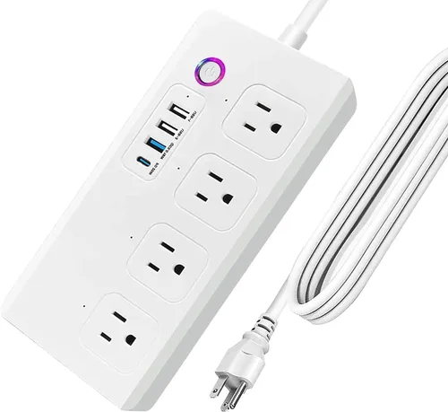 Vista 11 de Matter Smart Power Sstrip, compatible con Apple Home, Alexa y Google Assistant, soporta control de voz y acceso remoto, adecuado para el hogar u