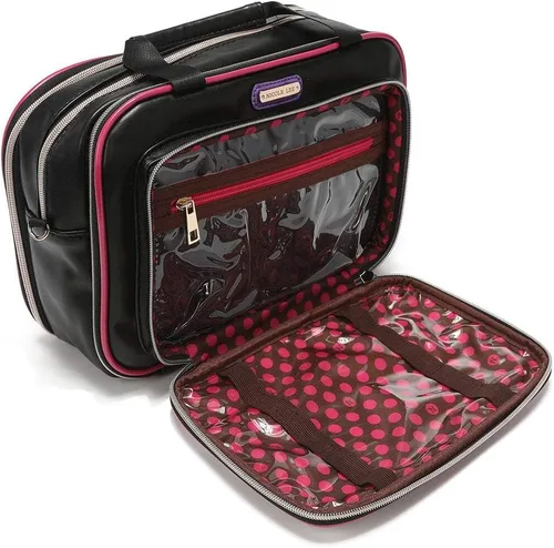 Vista 6 de Nicole Lee Bolsa de maquillaje cosmética para mujer, bolsa de viaje con 5 compartimentos (todas las emociones)